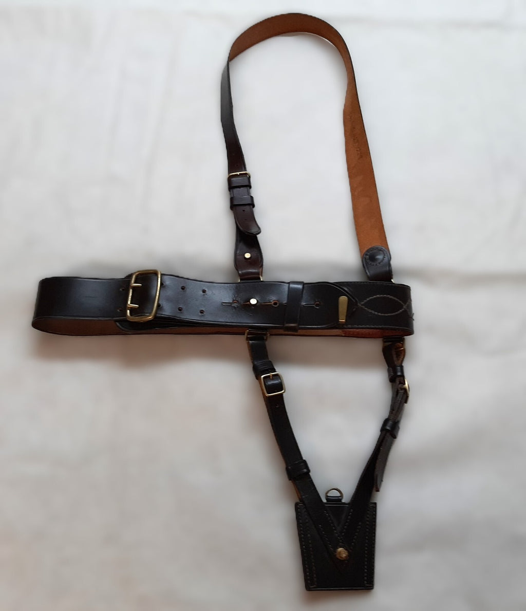 Sam Browne Leather Waist Belt British Complete with Frog Size 4