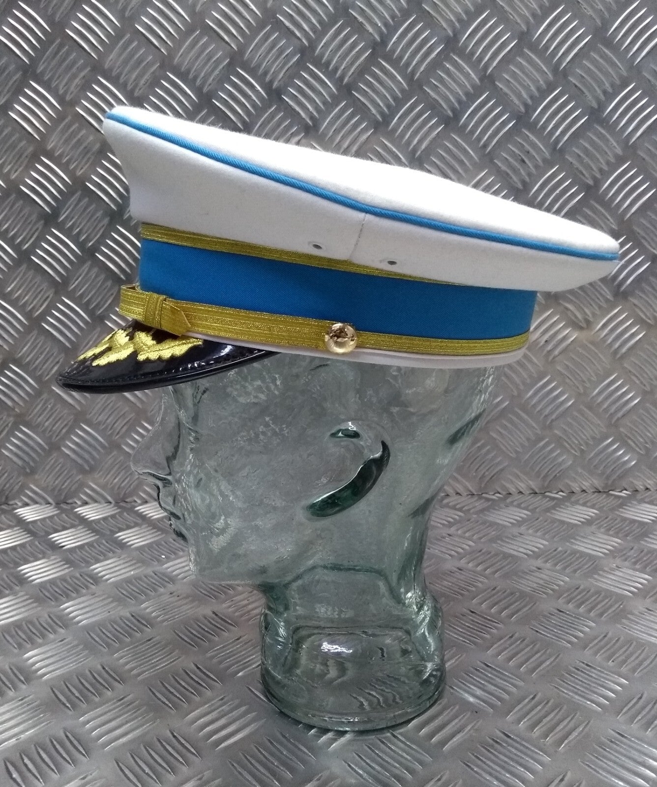 White Hat Senior Officers Issue Dress Visor Cap Hobson of London Full Garnish 57