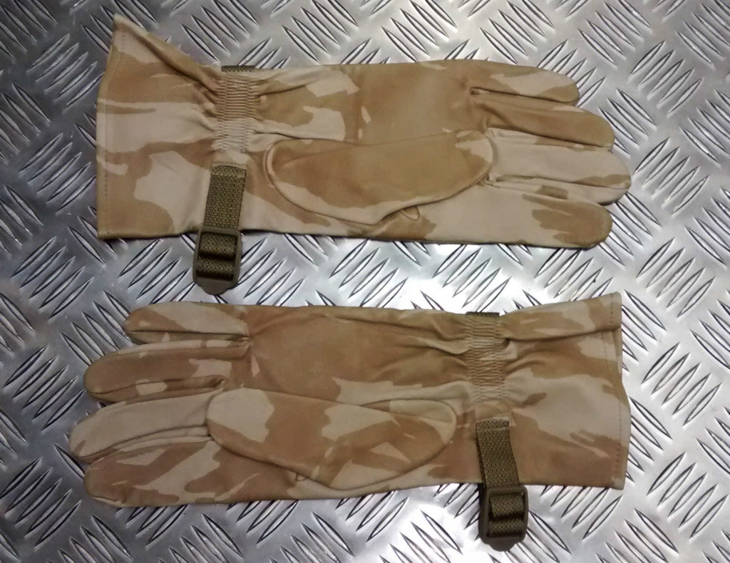 Genuine British Desert Camo Leather Combat Gloves- All Sizes
