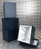 Decorative Blue Gift / Storage Boxes with White Canvas Lining & Removable Lid x4