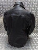 Leather Bomber Jacket Full Collar CWU Style Black Lined Casual Zip Front Coat