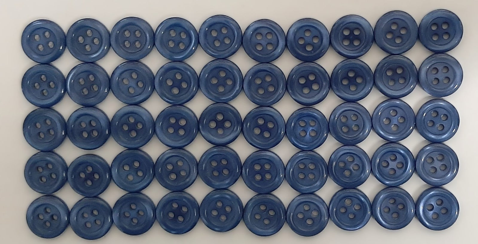 100 Vintage Buttons 4 Hole Shirt / Shank Anchors Pearlesque Mid Blue 11.3mm NOS