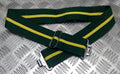 Stable Belt 57mm Green with Yellow Stripes Chrome Buckle & Slider UK Made Medium