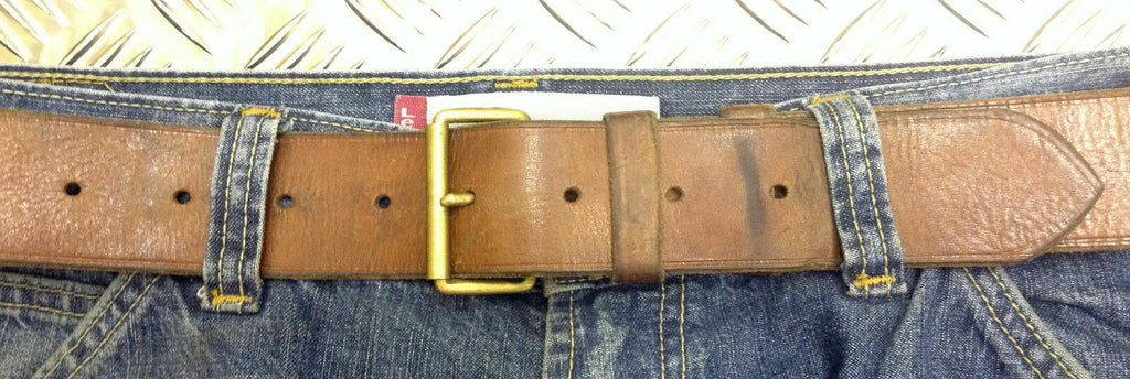Swedish Army Unique Vintage Brown Leather Trouser Belt - All Sizes Lot1