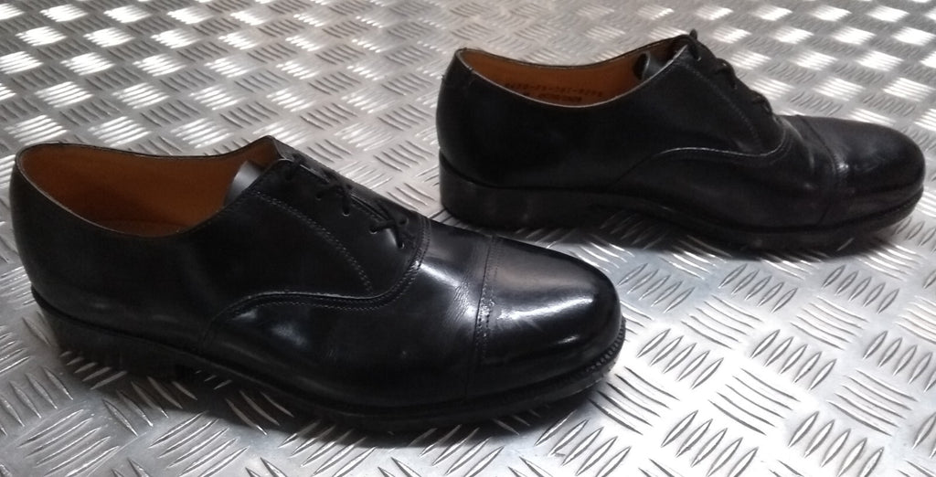 Service Shoes Black Leather British Army Pattern DMS Sole Toe Cap Section USED