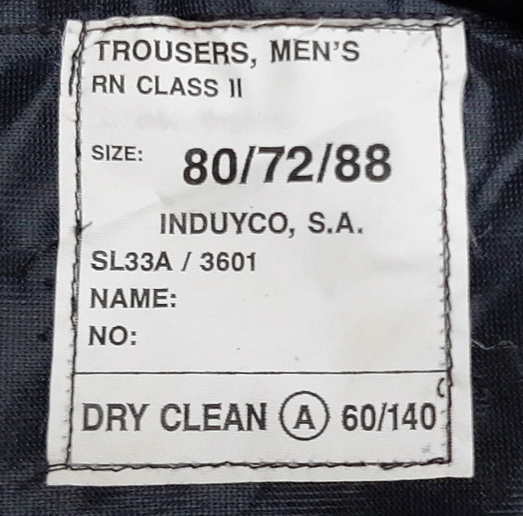 Class 2 Trousers Naval Pattern Mens CII RN Bell Bottom (Flares) Size 80/72/88cm