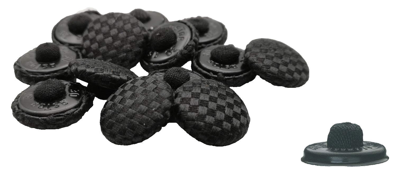 Fabric Covered Buttons Black Criss Cross Pattern 22L x10