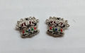 Army Silver Crowns Gilt With Crimson Padding Hand Embroidered Insignia 3/8" 1 Pr