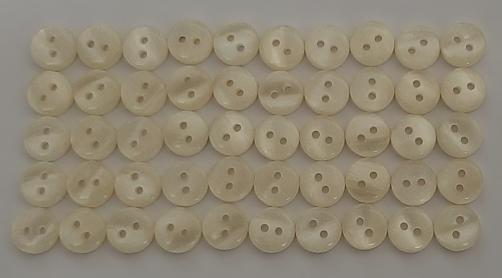 50 Vintage Buttons 2 Hole Shirt / Shank Anchors Pearlesque Cream 8.9mm old Stock