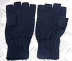 Quality Acrylic Black Fingerless Gloves / Mitts Knitted cuffs - Brand New