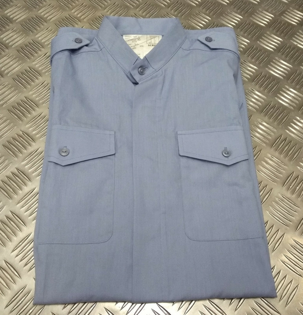 RAF Royal Air Force Chaplains Shirt Short Sleeve Stand Up Collar Light Blue 39cm NEW
