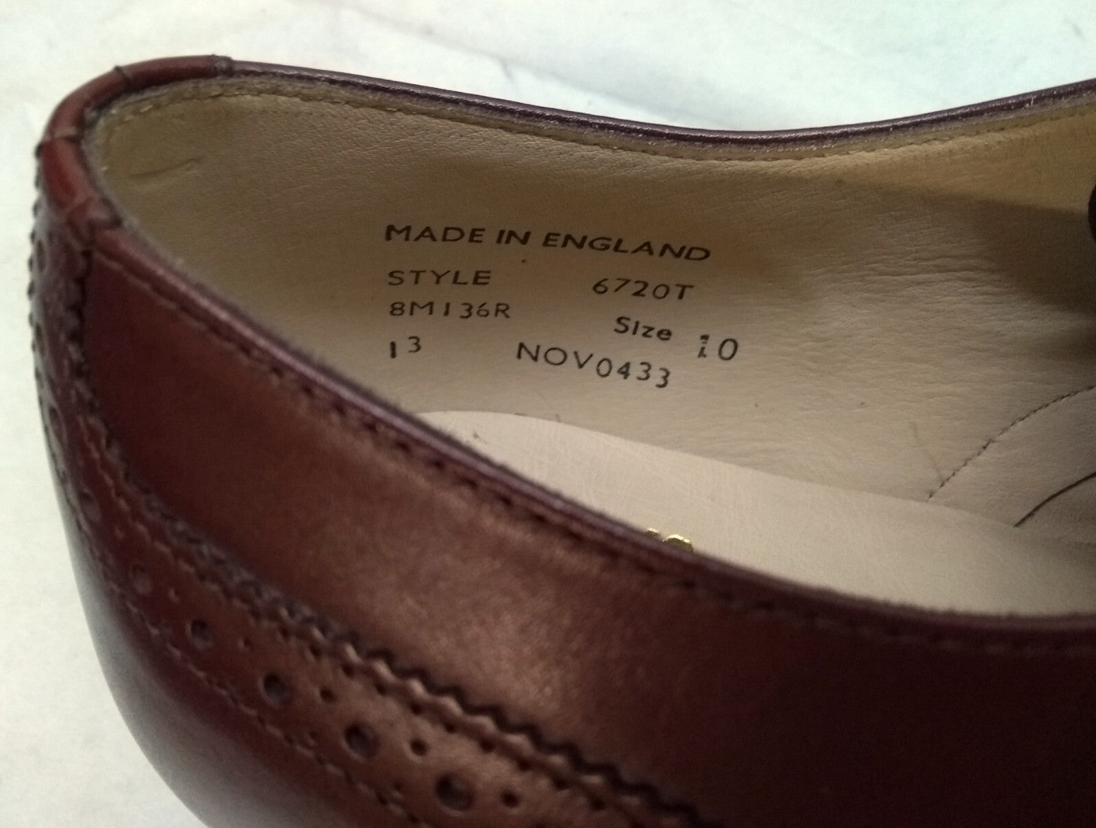 Sanders Guilford Shoes Brown Leather British Semi Brogues Gibson UK 10