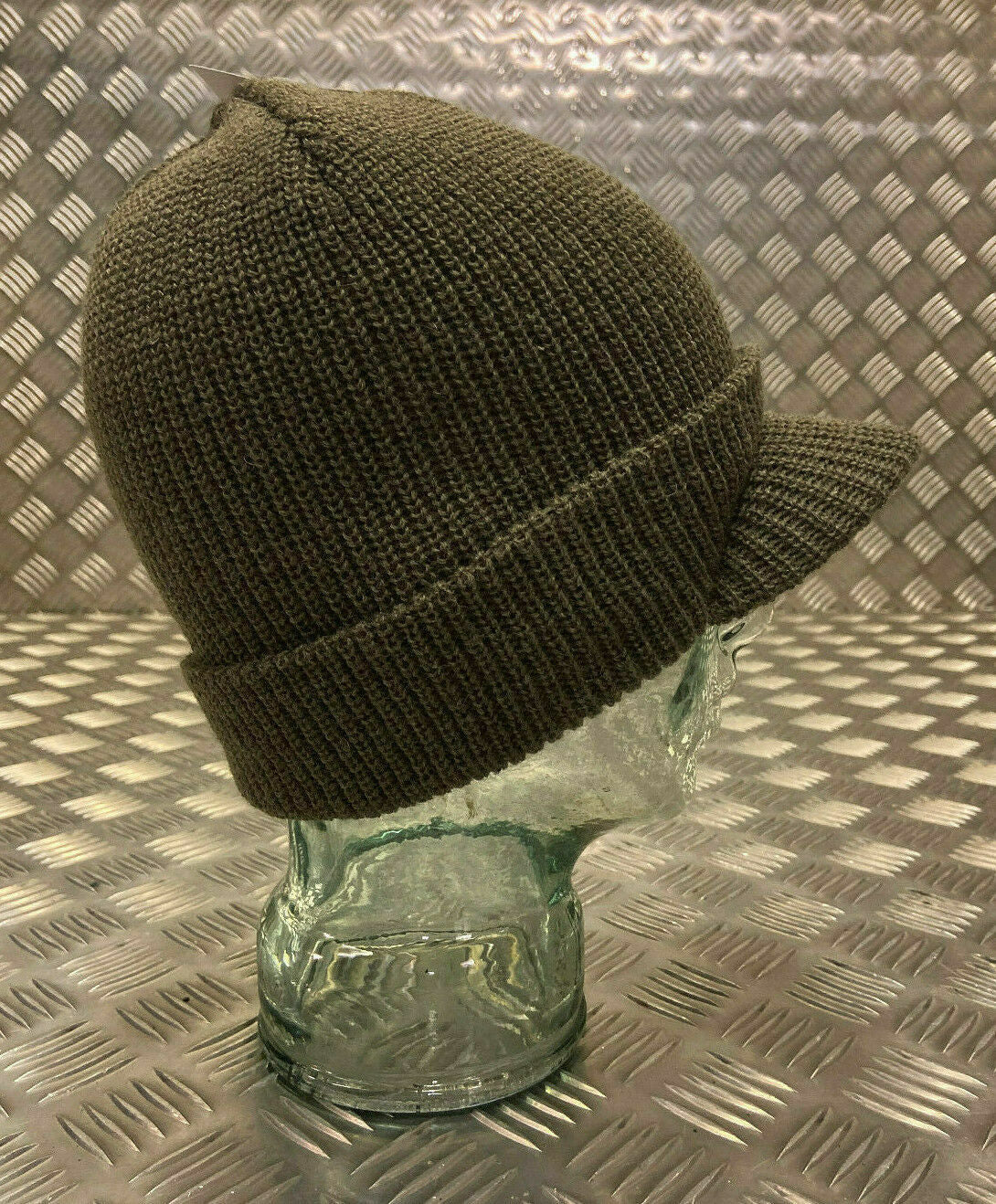 US Black or Olive Peak Radar Hat / Peaked Watch Cap 100% Wool NEW