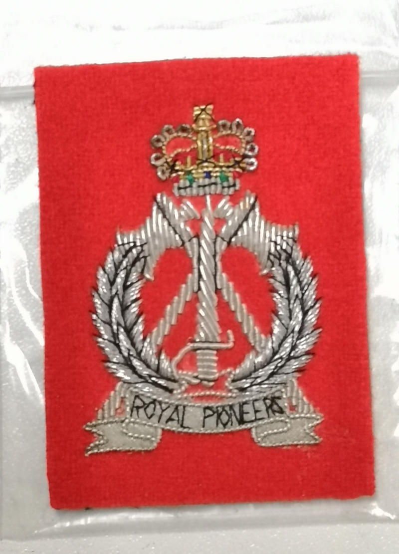 Royal Pioneer Corps Wire Braided Red Felt Patch Queen's Crown