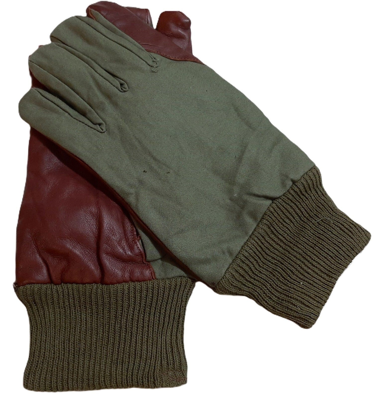 Aircrew Gloves RAF Royal Air Force & British Army 1980s Pattern Leather Palm Cotton Lined NOS