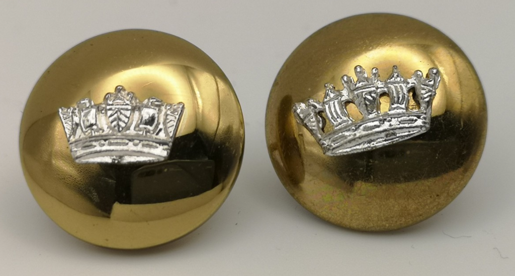 Brass Buttons with Mounted Chrome Naval Crown 30L x4