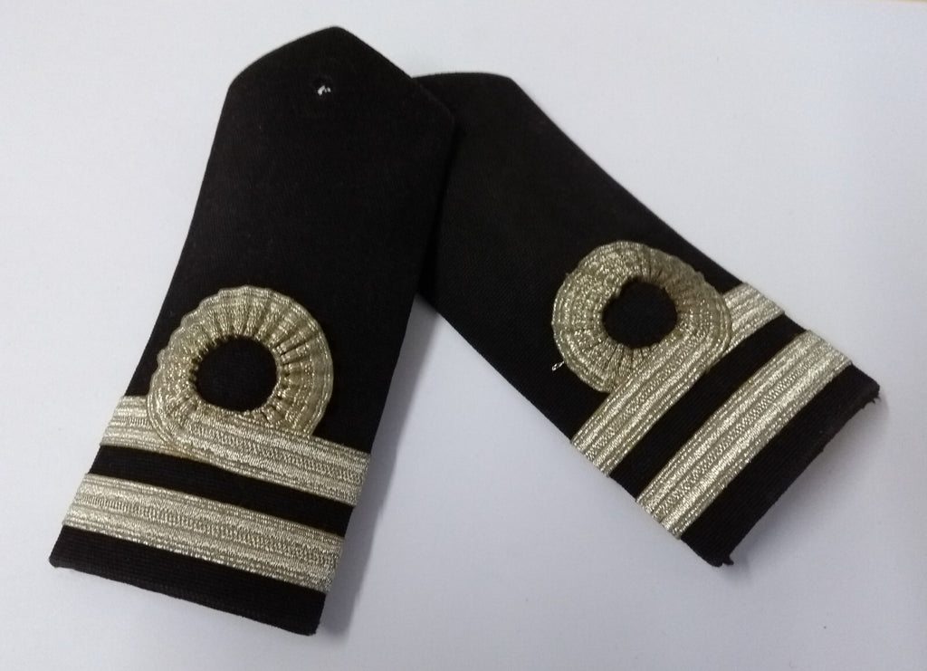 Naval Officers Lieutenant Uniform Shoulder Boards Epaulette Black & Faded Detail