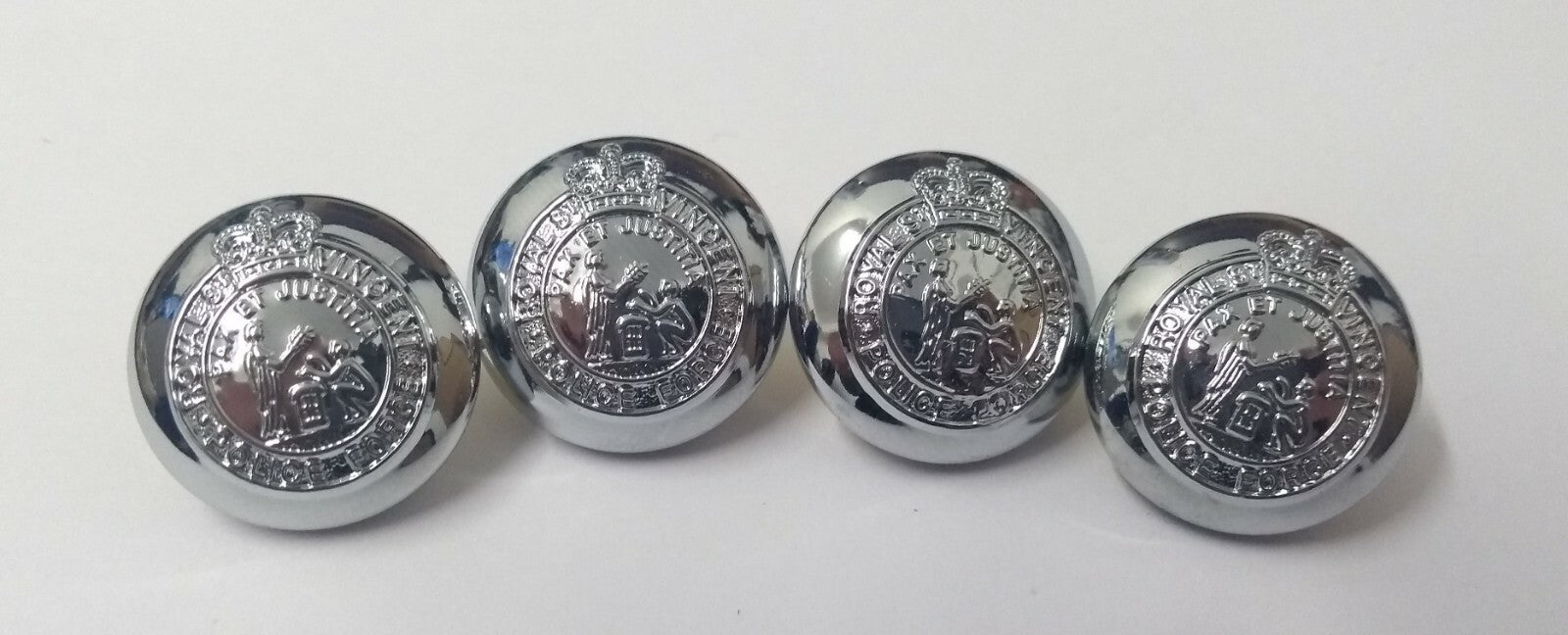 Genuine Royal St Vincent Forces Crown Insignia Silver Buttons 21mm V963 X4