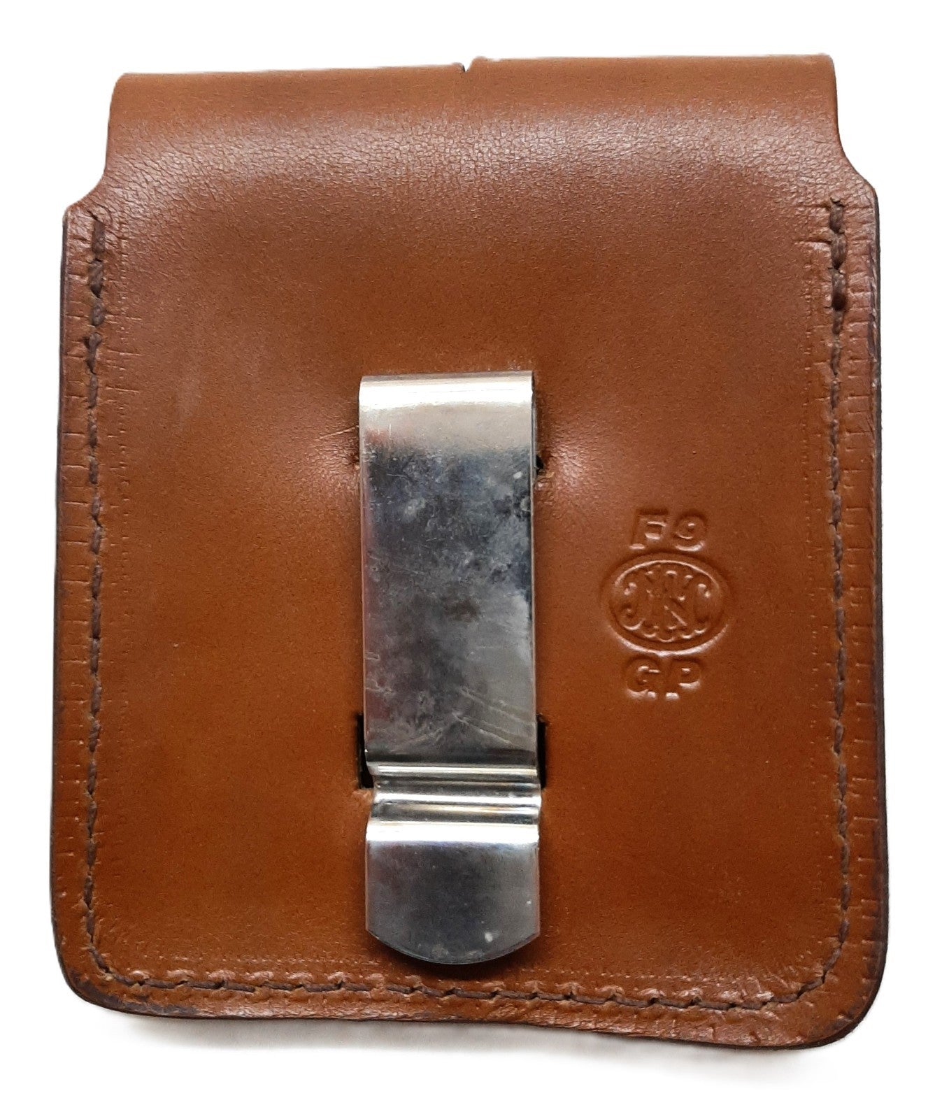 FN Ammo Pouch Leather U.S F9 GP Double Magazine Clip / Belt Clip Twin Mag Holder