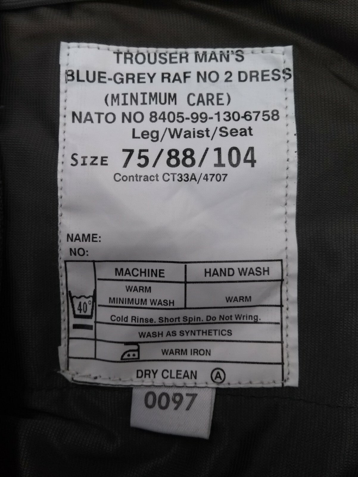 No2 Trousers Old Pattern RAF Royal Air Force Blue - Grey Colour Waist 88cm