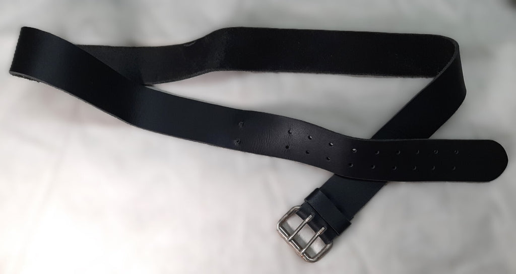 2" Utility Belt Full Grain Leather Nickel Plated Double Prong Roller Buckle