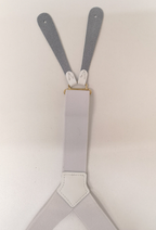 Mess Dress White Braces Suspenders with Leather Button Tabs and Brass Levers NEW