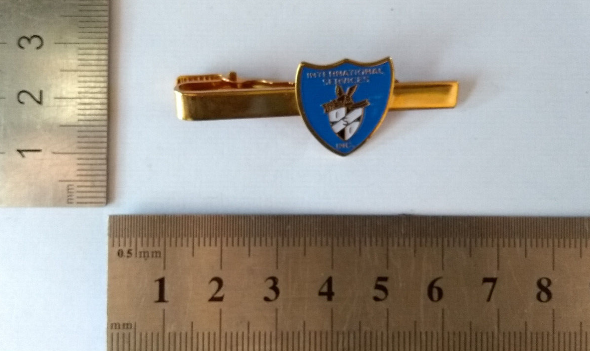 International Services Inc. ISI Shield Insignia Gold Tone Tie Clip