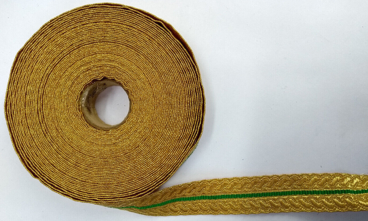 Gold & Green Cotton Metalised Polyester Lace Genuine British Made Issue