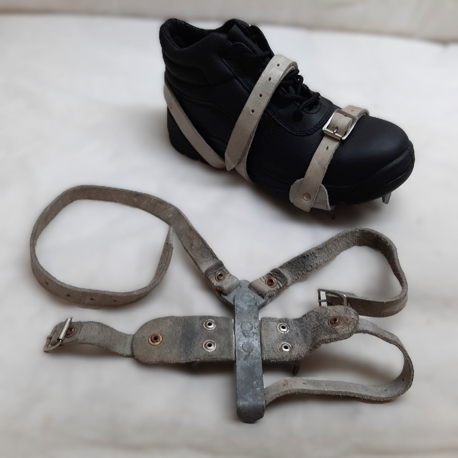 Crampon Boot Spikes British Tri Service Chrome Leather Straps One Size