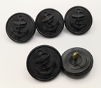 Royal Navy Fouled Anchor Black Plastic Buttons Size 38L x5