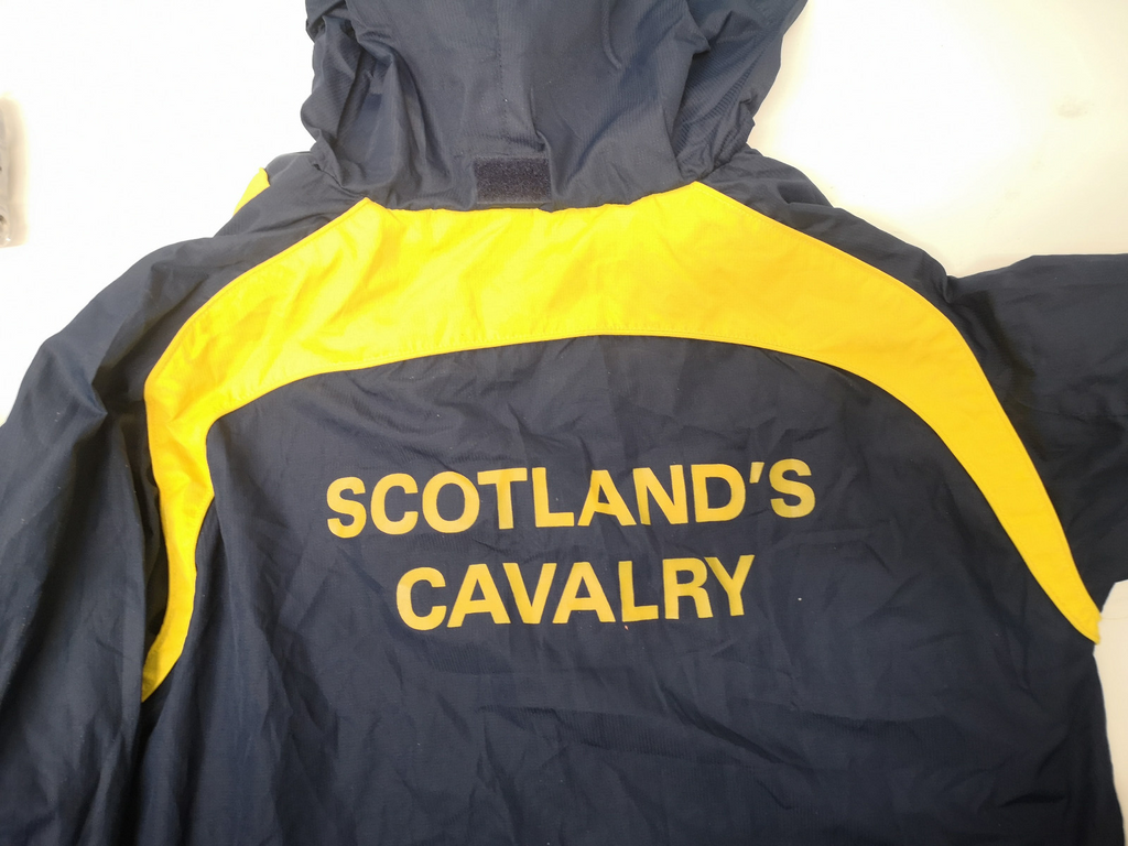 Scotland's Cavalry Blue Yellow Hooded Raincoat/Jacket RSDG Insignia