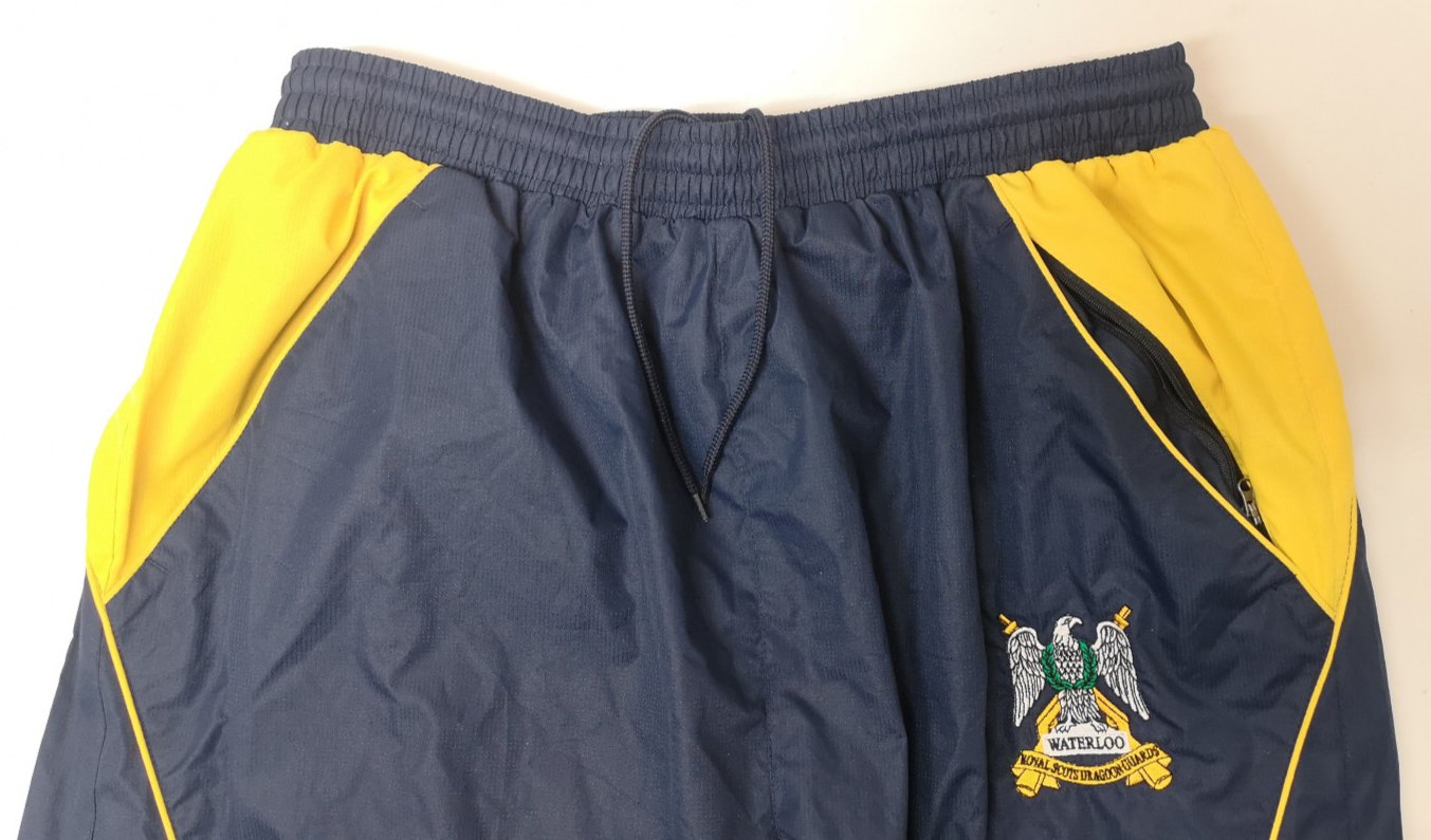Royal Scots Dragoon Guards Insignia Blue & Yellow Waterproof Trousers Size Small