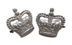 Lord-Lieutenant Crowns Silver Officers With Split Pin Fitments 1 Pair 21.7mm NEW