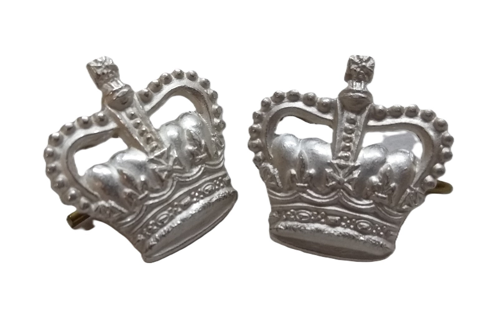 Lord-Lieutenant Crowns Silver Officers With Split Pin Fitments 1 Pair 21.7mm NEW