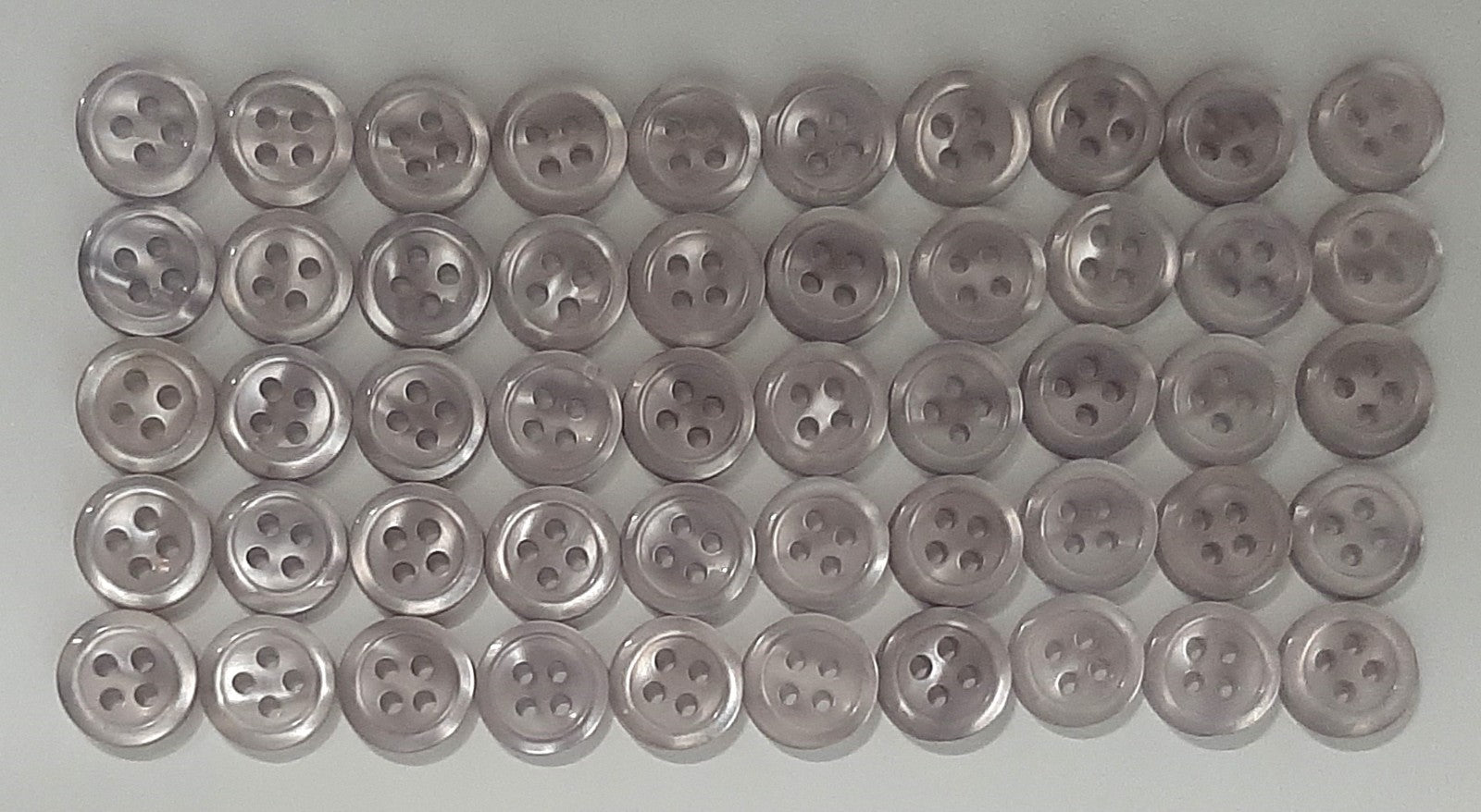 50 Vintage Buttons 4 Hole For Dress Shirts Pearlesque Cool Blue 9.9mm NOS