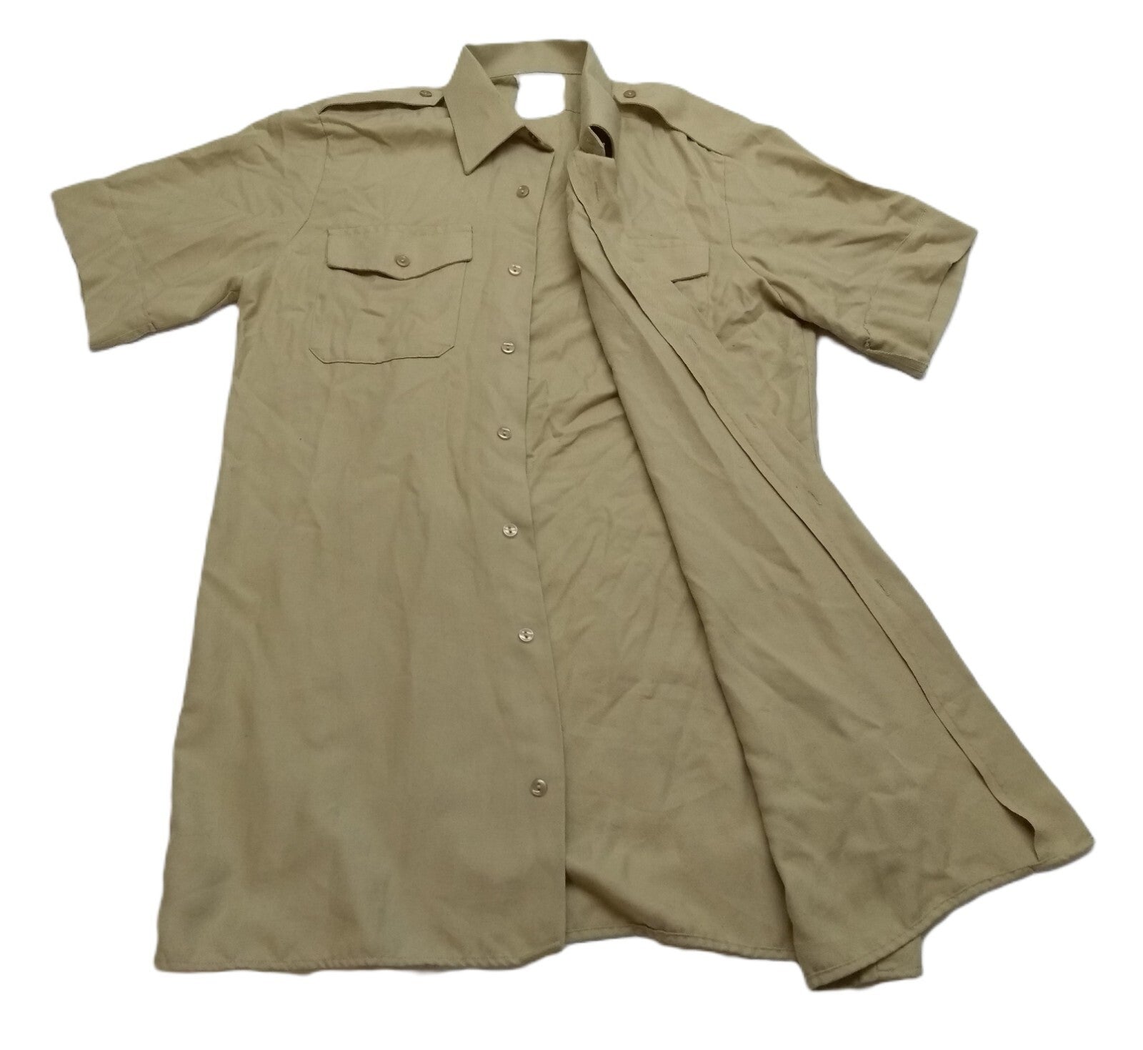 Vintage Combat Shirt Army Style Fawn / Khaki Dress Short Sleeves Size 15.5