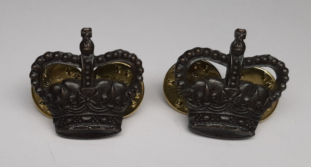 RM Black Crown 1/2" Subdued British Officer Marines Rank Crown Snap Pin 1 Pair