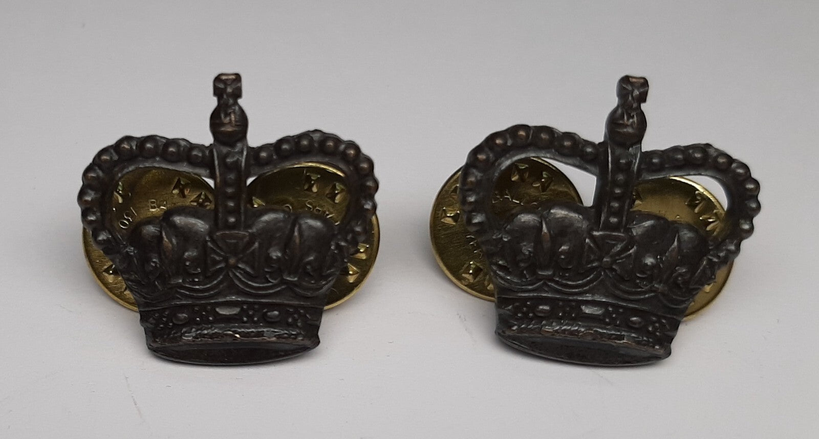 RM Black Crown 1/2" Subdued British Officer Marines Rank Crown Snap Pin 1 Pair