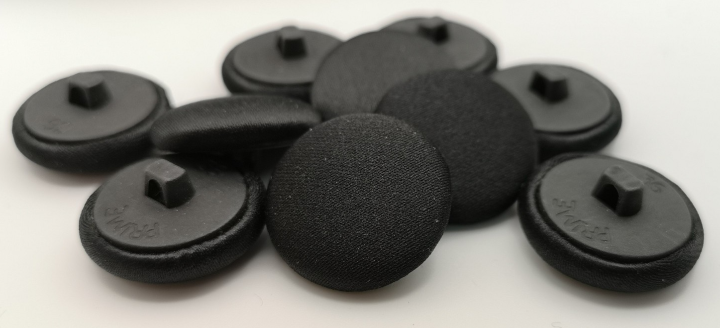 Black Satin Fabric Covered Buttons 36L x12