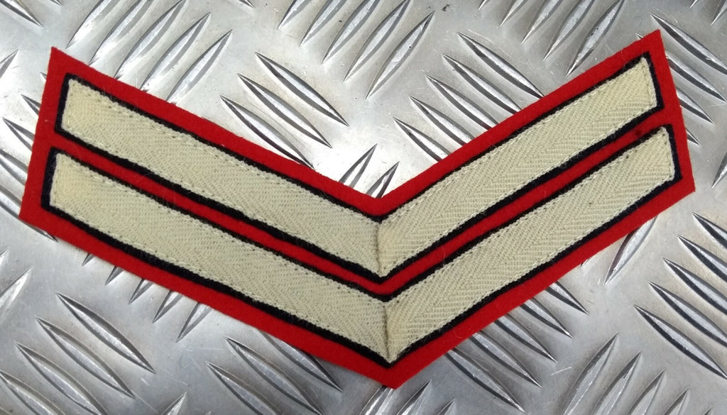 Genuine Vintage British Issue White Chevrons on Red Felt Rank Chevrons