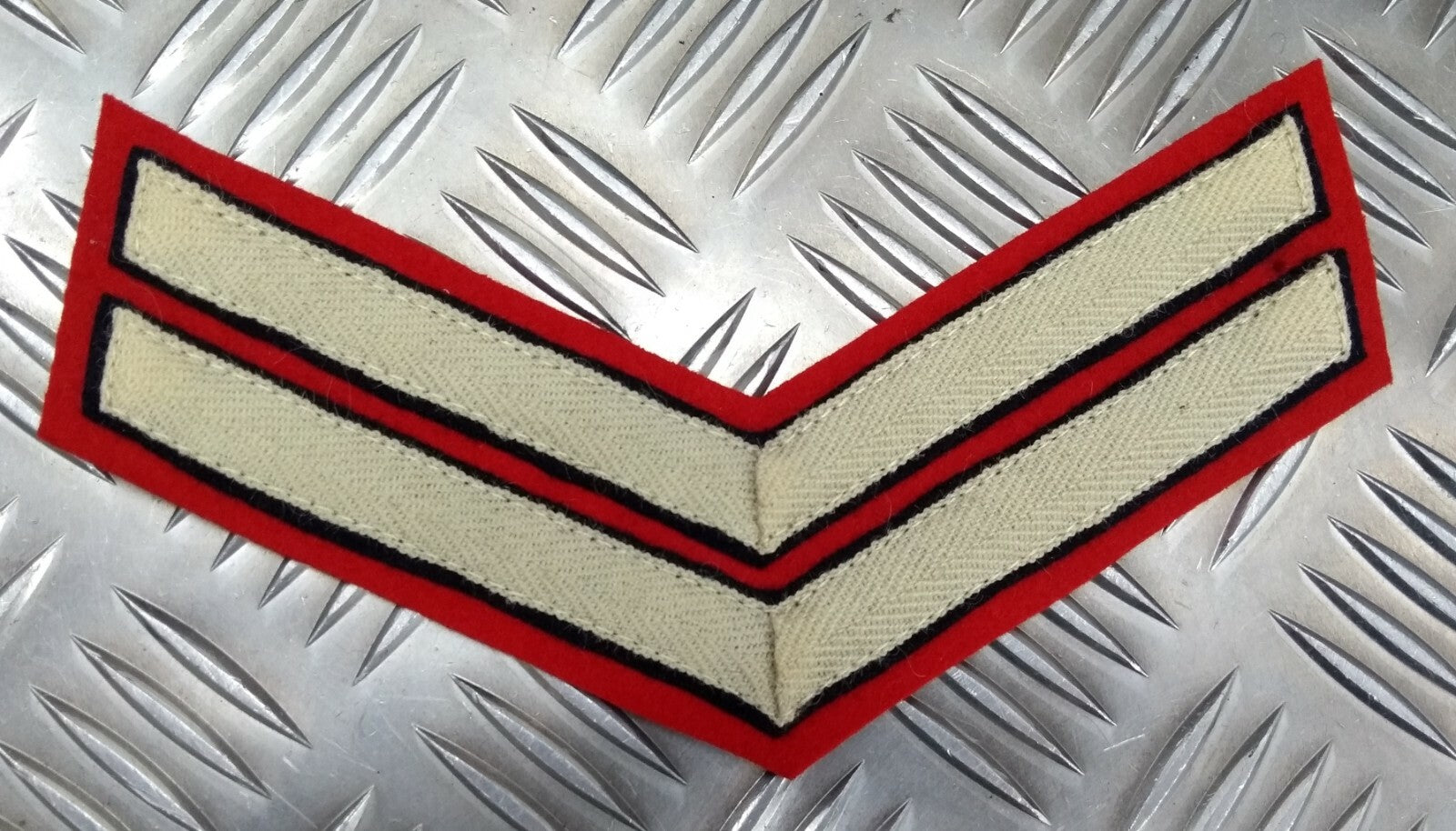 Genuine Vintage British Issue White Chevrons on Red Felt Rank Chevrons
