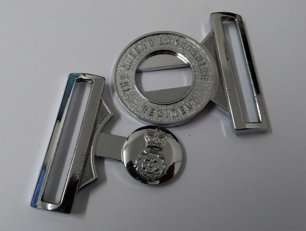 Genuine British Army The Queen's Lancashire Regimental Chrome Belt Buckle - NEW