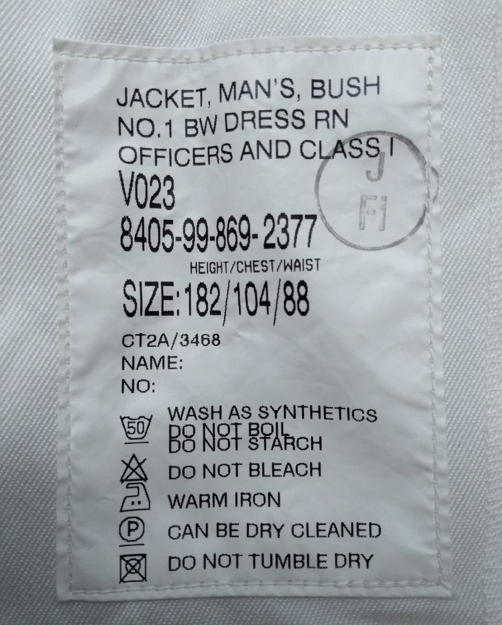 Jacket No1 BW White Bush OFC & Class 1 British Navy Dress Assorted