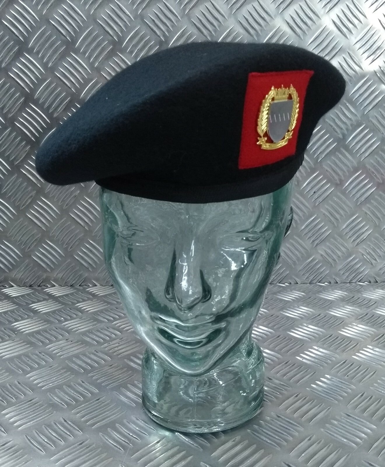 Black Wool Beret H&S With Badge Size 59cm NEW