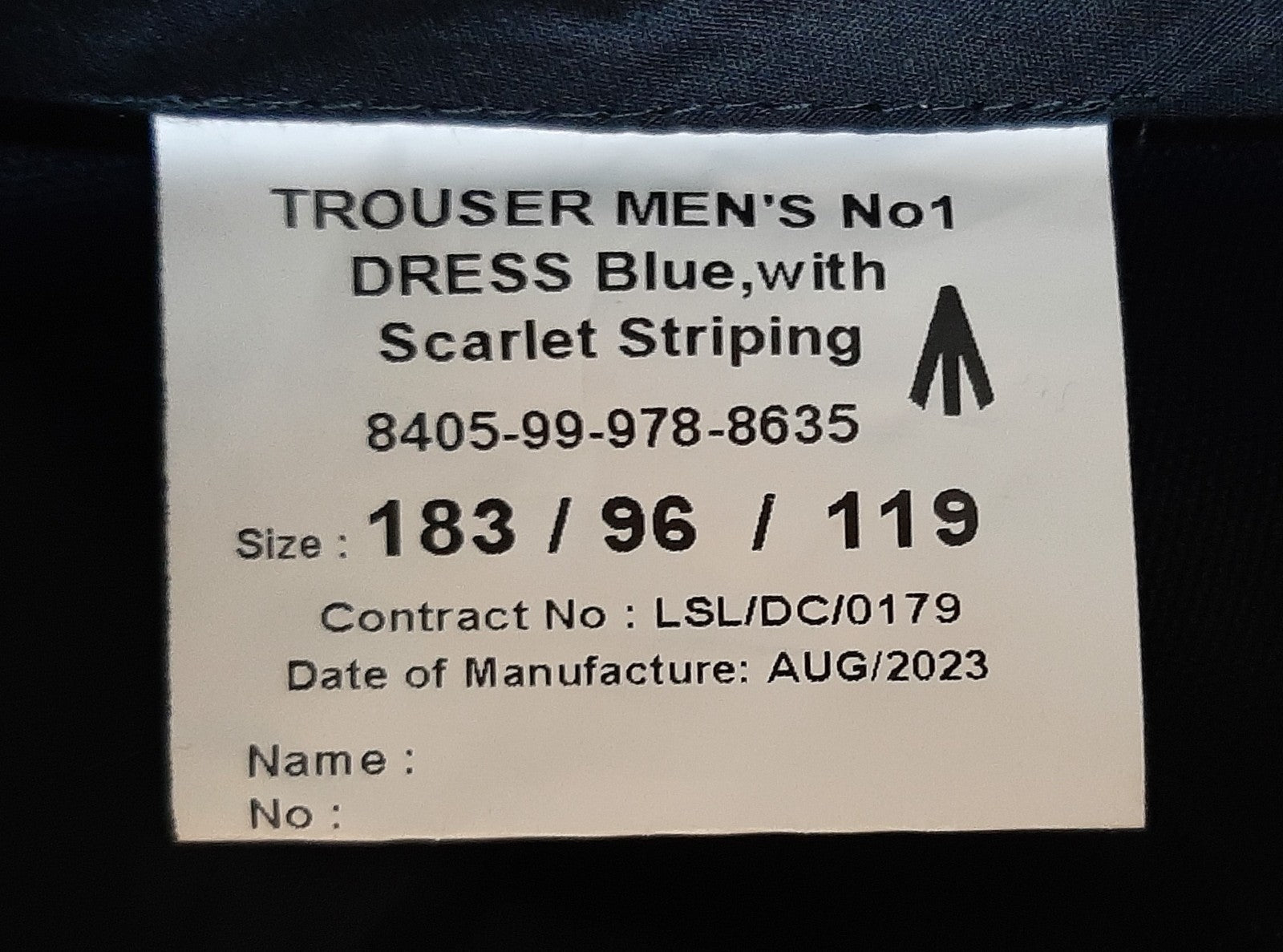 No1 Dress Trousers Blue With 2"  Scarlet Striping Waist 96cm