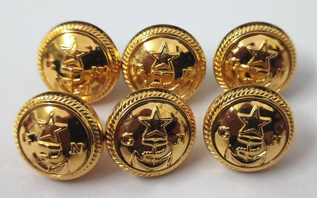Genuine Issue X6 Navy GN Insignia Gold Ring Back Naval Buttons