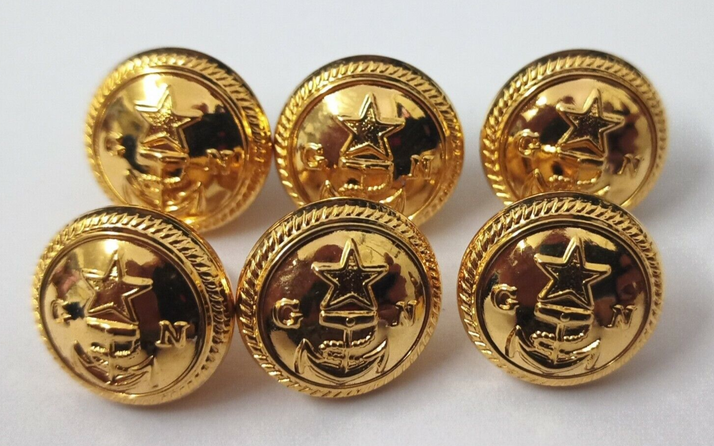 Genuine Issue X6 Navy GN Insignia Gold Ring Back Naval Buttons