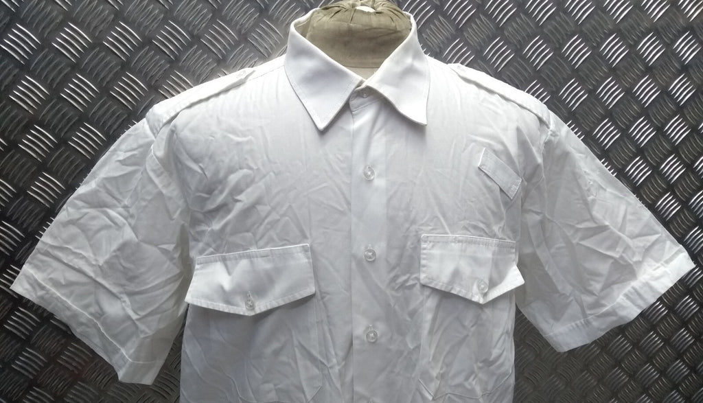 OPG White Uniform Shirt Short Sleeve With Epaulettes Collar 17.5"