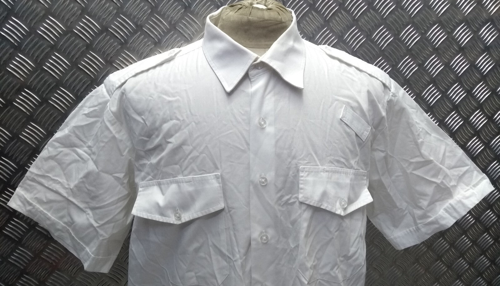 OPG White Uniform Shirt Short Sleeve With Epaulettes Collar 17.5"