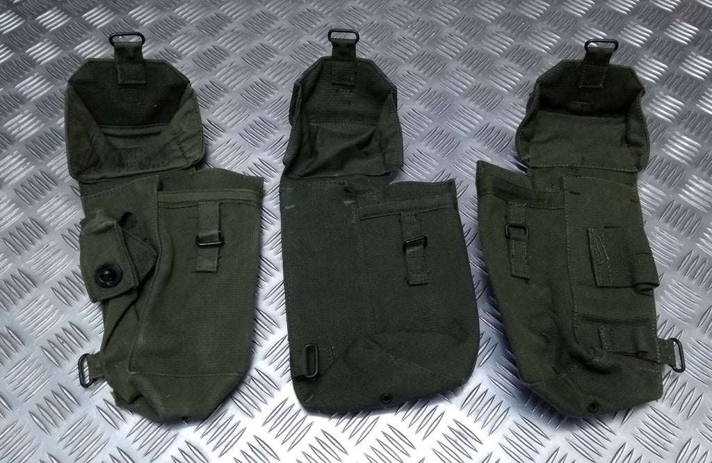 Vintage Webbing Pouch British Army Issue Green Ammo / Utility Web Case X 3